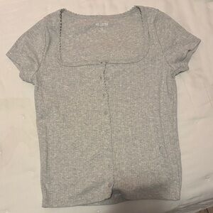 Hollister Women's Light Gray Button Down Shirt